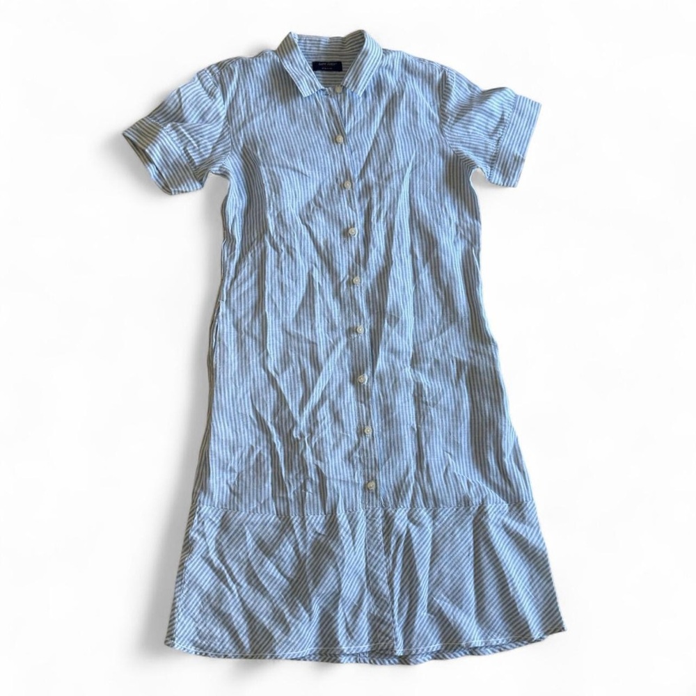 Saint James Blue and white striped linen shirt dress - Picture 3 of 9